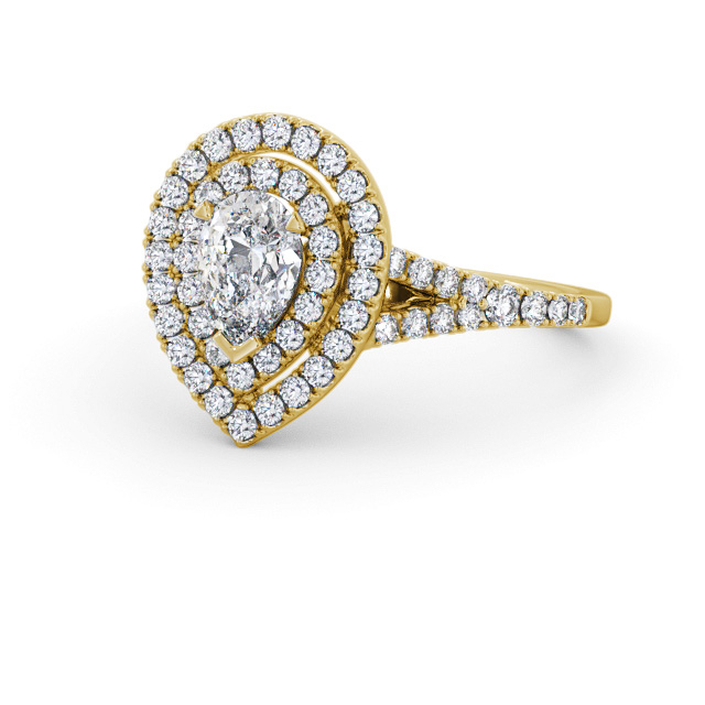 Halo Pear Diamond Engagement Ring 18K Yellow Gold - Larson ENPE36_YG_FLAT