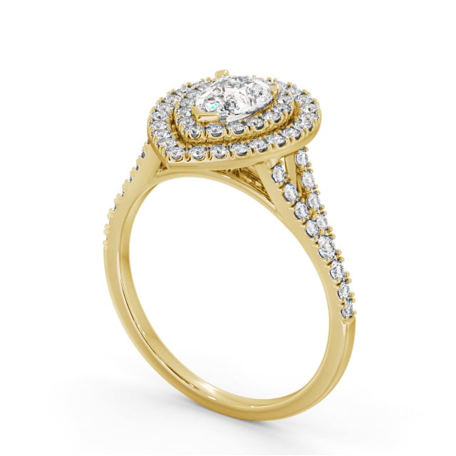 Halo Pear Diamond Engagement Ring 18K Yellow Gold - Larson ENPE36_YG_SIDE