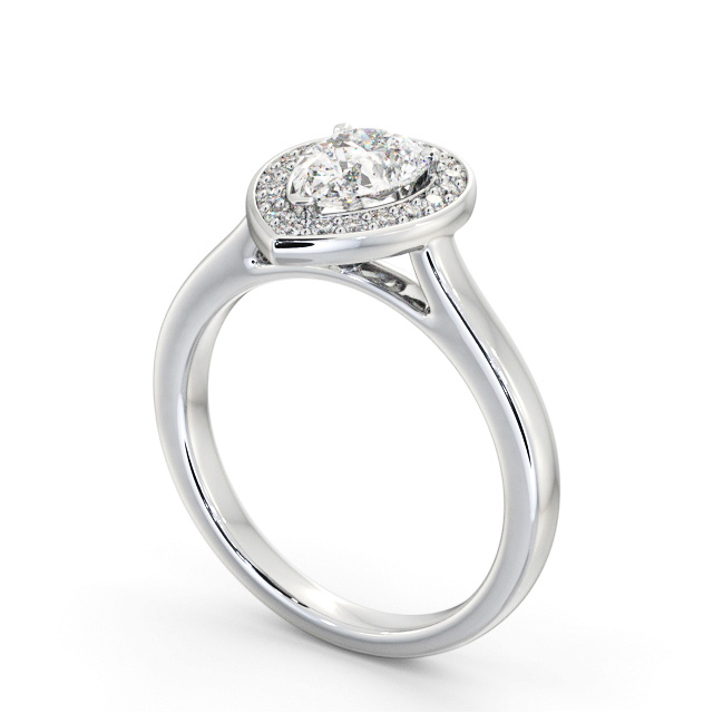 Halo Pear Diamond Engagement Ring Platinum - Rosalba ENPE37_WG_SIDE