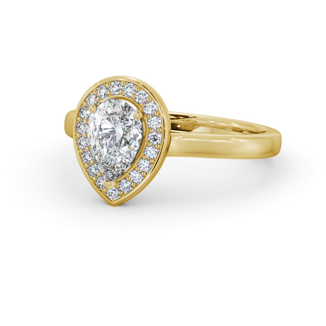 Halo Pear Diamond Engagement Ring 18K Yellow Gold - Rosalba ENPE37_YG_FLAT