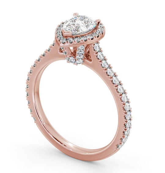 Halo Pear Diamond Engagement Ring with Diamond Set Supports 18K Rose Gold ENPE39_RG_THUMB1