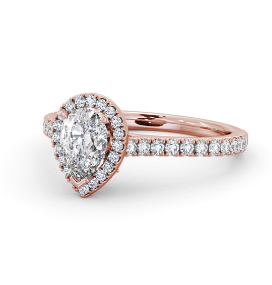 Halo Pear Diamond Engagement Ring with Diamond Set Supports 18K Rose Gold ENPE39_RG_THUMB2 