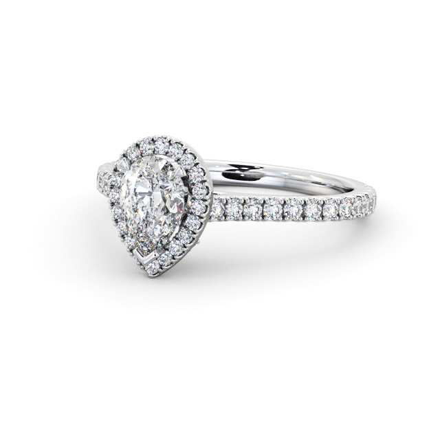 Halo Pear Diamond Engagement Ring Palladium - Liadan ENPE39_WG_FLAT