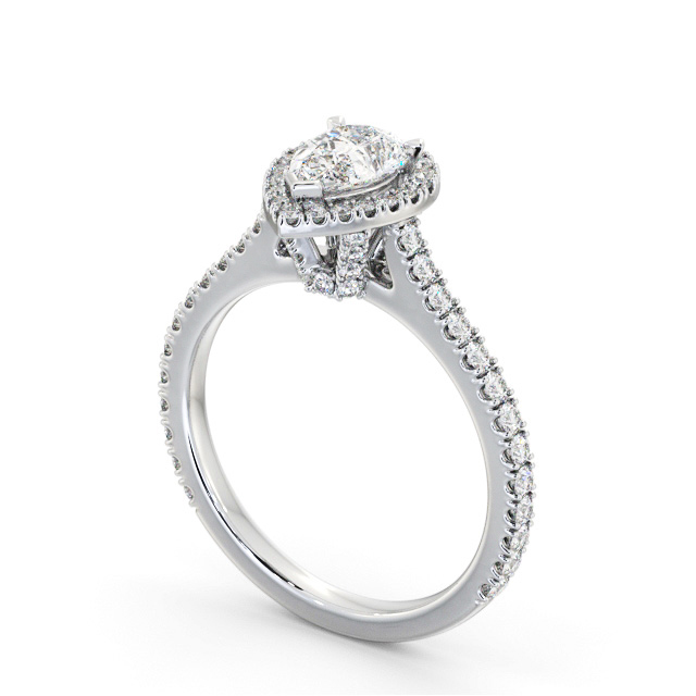 Halo Pear Diamond Engagement Ring Palladium - Liadan ENPE39_WG_SIDE