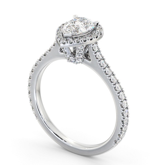 Halo Pear Diamond Engagement Ring with Diamond Set Supports 18K White Gold ENPE39_WG_THUMB1 
