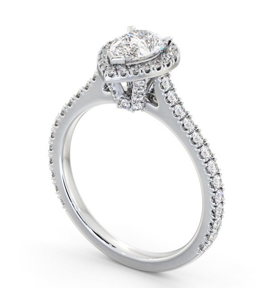 Halo Pear Diamond Engagement Ring with Diamond Set Supports Platinum ENPE39_WG_THUMB1