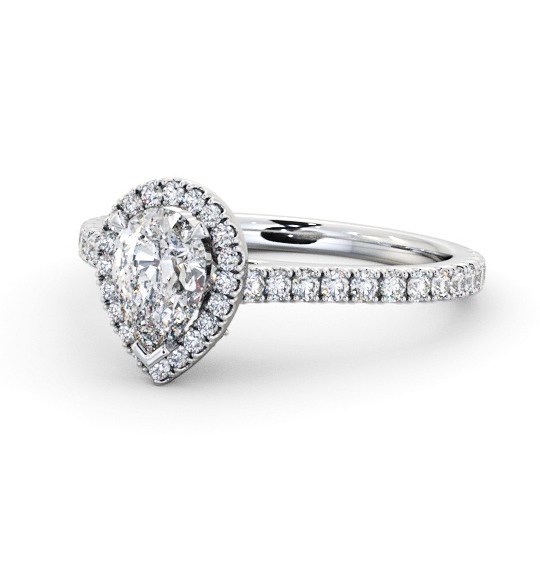  Halo Pear Diamond Engagement Ring 9K White Gold - Liadan ENPE39_WG_THUMB2 