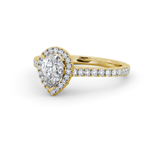 Halo Pear Diamond Engagement Ring 18K Yellow Gold - Liadan ENPE39_YG_FLAT