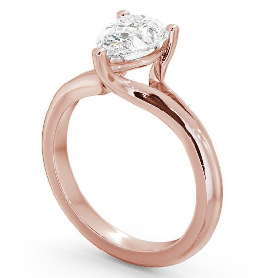 Pear Diamond Split Band Engagement Ring 18K Rose Gold Solitaire ENPE3_RG_THUMB1 