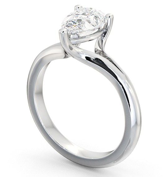 Pear Diamond Split Band Engagement Ring 9K White Gold Solitaire ENPE3_WG_THUMB1