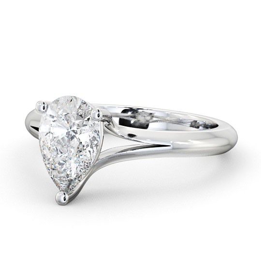 Pear Diamond Split Band Engagement Ring 18K White Gold Solitaire ENPE3_WG_THUMB2 