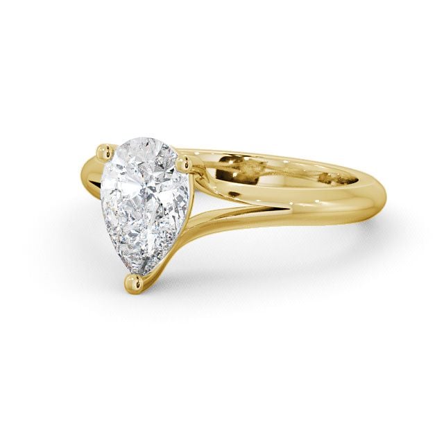 Pear Diamond Engagement Ring 18K Yellow Gold Solitaire - Illey ENPE3_YG_FLAT
