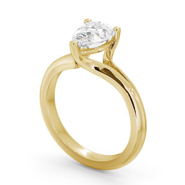 Pear Diamond Engagement Ring 18K Yellow Gold Solitaire - Illey ENPE3_YG_SIDE