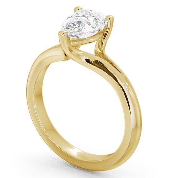 Pear Diamond Split Band Engagement Ring 18K Yellow Gold Solitaire ENPE3_YG_THUMB1