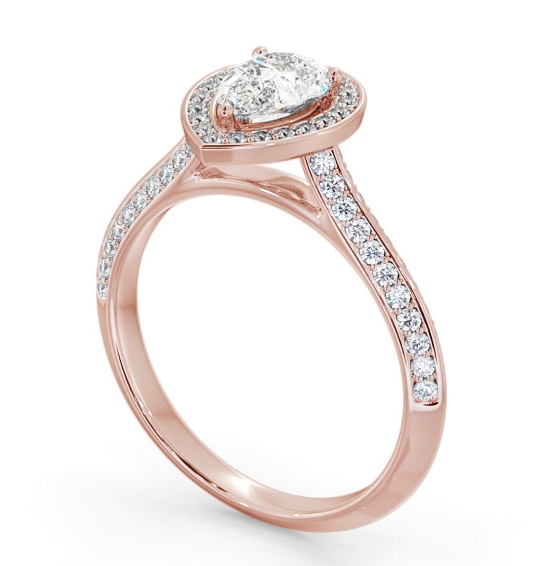 Halo Pear Diamond with Knife Edge Band Engagement Ring 18K Rose Gold ENPE40_RG_THUMB1 