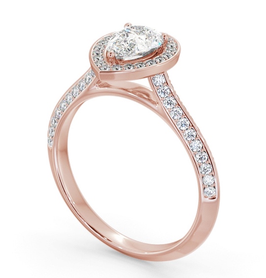 Halo Pear Diamond with Knife Edge Band Engagement Ring 18K Rose Gold ENPE40_RG_THUMB1