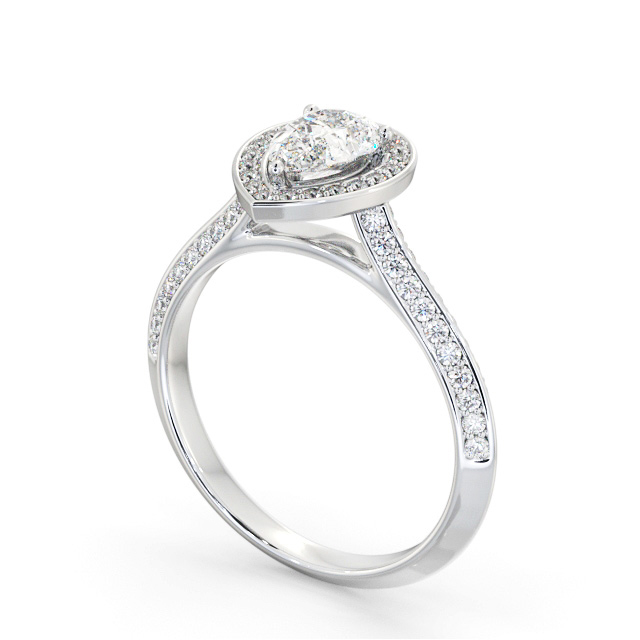 Halo Pear Diamond Engagement Ring Palladium - Doralie ENPE40_WG_SIDE