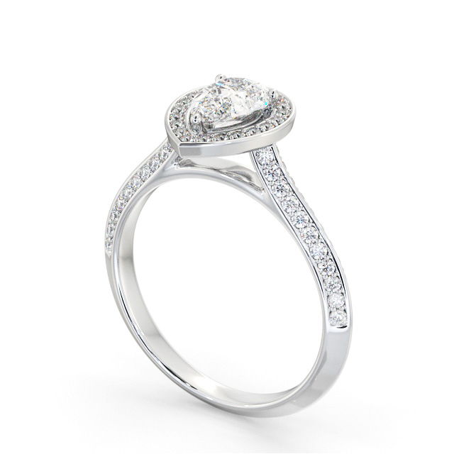 Halo Pear Diamond Engagement Ring Platinum - Doralie ENPE40_WG_SIDE