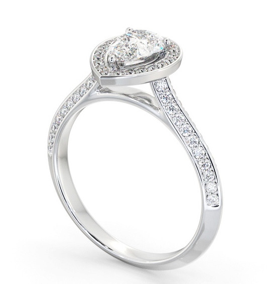  Halo Pear Diamond Engagement Ring 18K White Gold - Doralie ENPE40_WG_THUMB1 