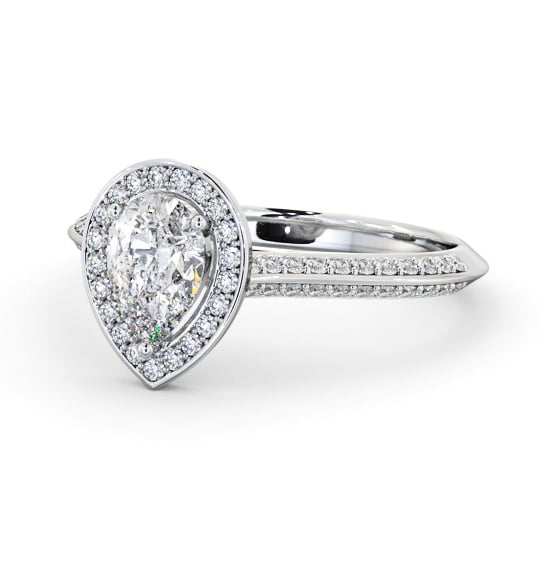  Halo Pear Diamond Engagement Ring 9K White Gold - Doralie ENPE40_WG_THUMB2 