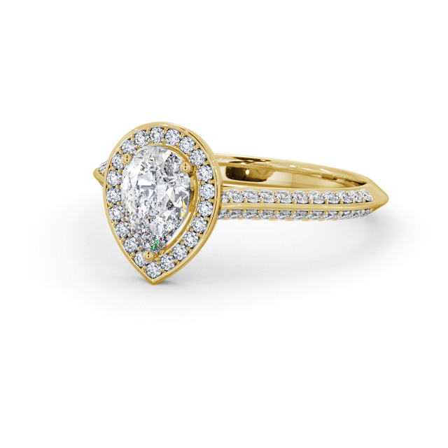 Halo Pear Diamond Engagement Ring 18K Yellow Gold - Doralie ENPE40_YG_FLAT