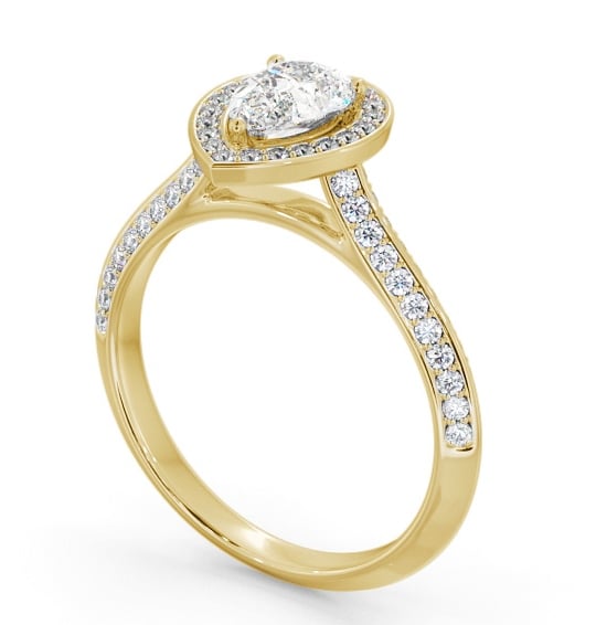 Halo Pear Diamond with Knife Edge Band Engagement Ring 18K Yellow Gold ENPE40_YG_THUMB1