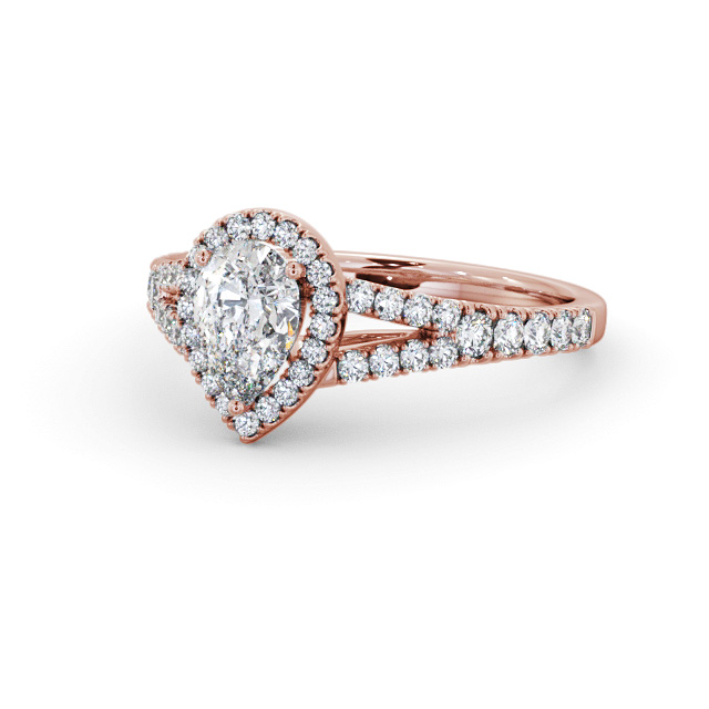 Halo Pear Diamond Engagement Ring 18K Rose Gold - Etterby ENPE41_RG_FLAT