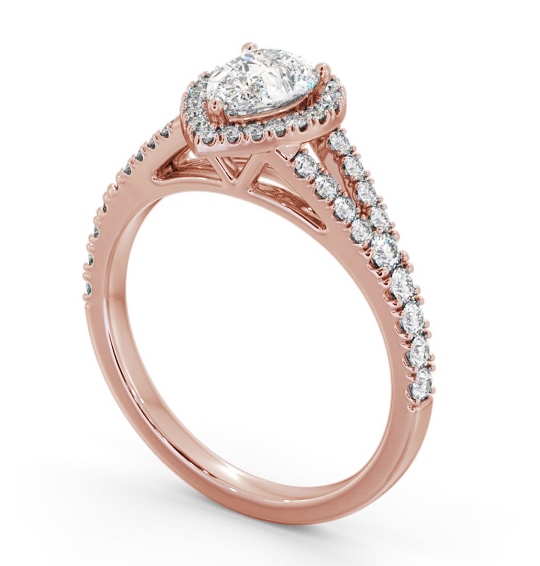 Halo Pear Diamond Split Band Engagement Ring 9K Rose Gold ENPE41_RG_THUMB1