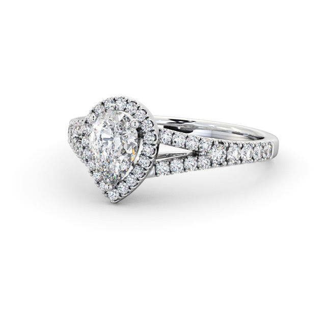 Halo Pear Diamond Engagement Ring Palladium - Etterby ENPE41_WG_FLAT