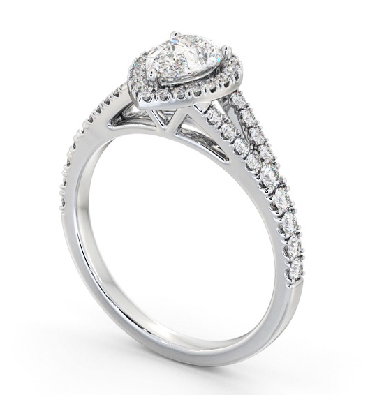 Halo Pear Diamond Engagement Ring 18K White Gold - Etterby ENPE41_WG_THUMB1 