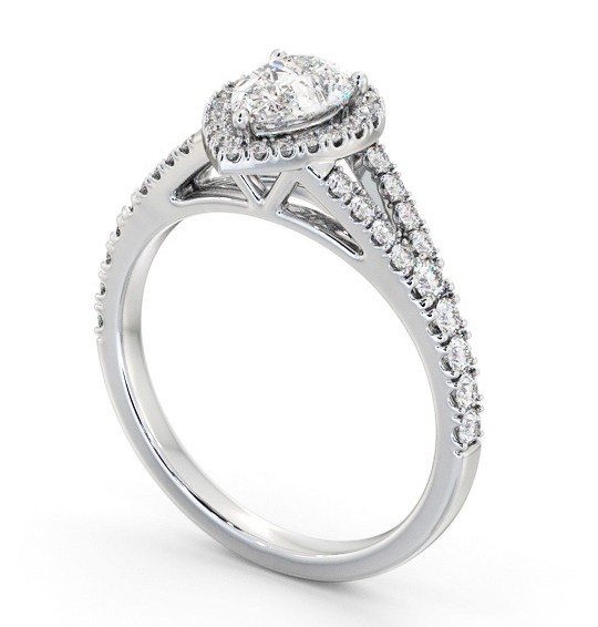 Halo Pear Diamond Split Band Engagement Ring Platinum ENPE41_WG_THUMB1