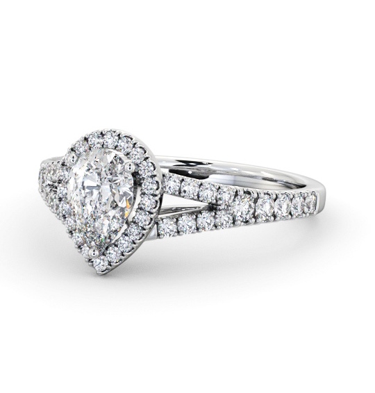 Halo Pear Diamond Split Band Engagement Ring 18K White Gold ENPE41_WG_THUMB2 