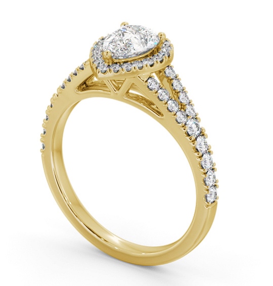 Halo Pear Diamond Split Band Engagement Ring 18K Yellow Gold ENPE41_YG_THUMB1 