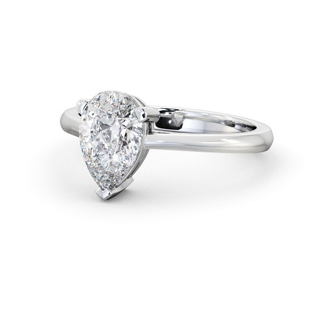 Pear Diamond Engagement Ring 9K White Gold Solitaire - Laira ENPE4_WG_FLAT