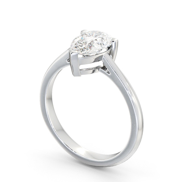 Pear Diamond Engagement Ring 18K White Gold Solitaire - Laira ENPE4_WG_SIDE
