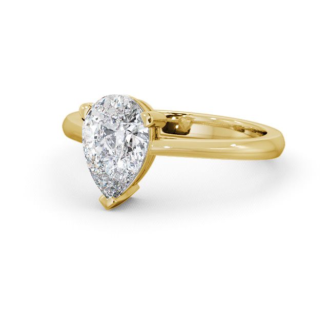 Pear Diamond Engagement Ring 18K Yellow Gold Solitaire - Laira ENPE4_YG_FLAT