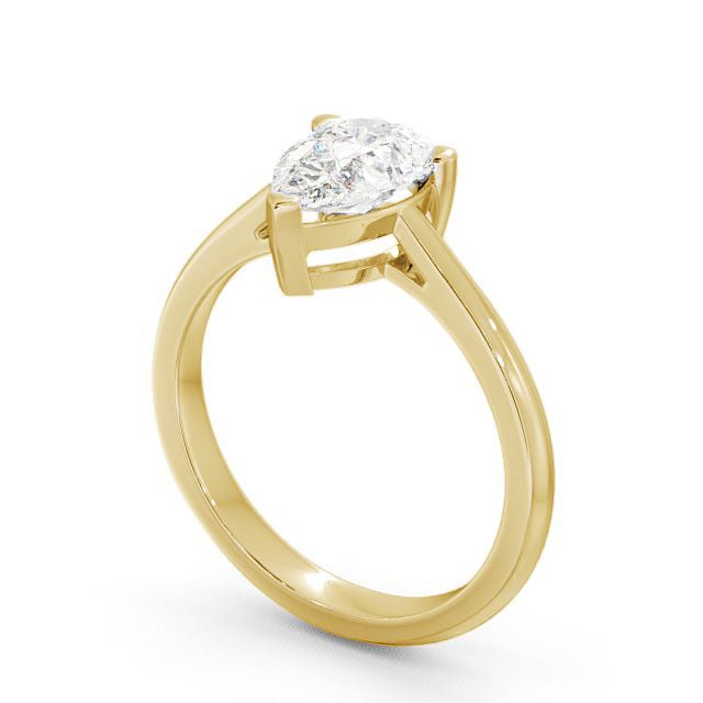 Pear Diamond Engagement Ring 9K Yellow Gold Solitaire - Laira ENPE4_YG_SIDE