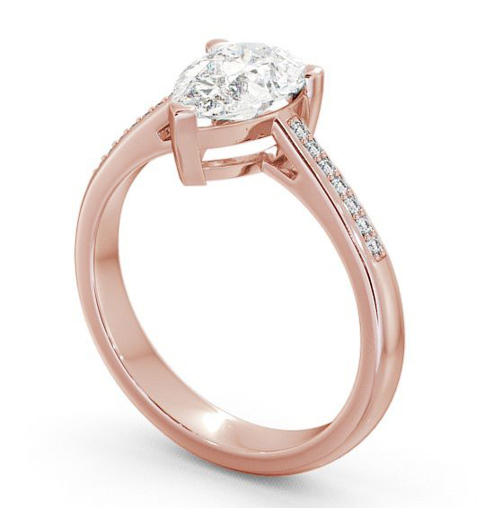 Pear Diamond 3 Prong Engagement Ring 18K Rose Gold Solitaire with Channel Set Side Stones ENPE4S_RG_THUMB1 