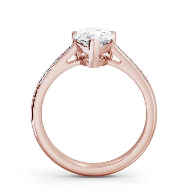 Pear Diamond Engagement Ring 9K Rose Gold Solitaire With Side Stones - Raleigh ENPE4S_RG_UP