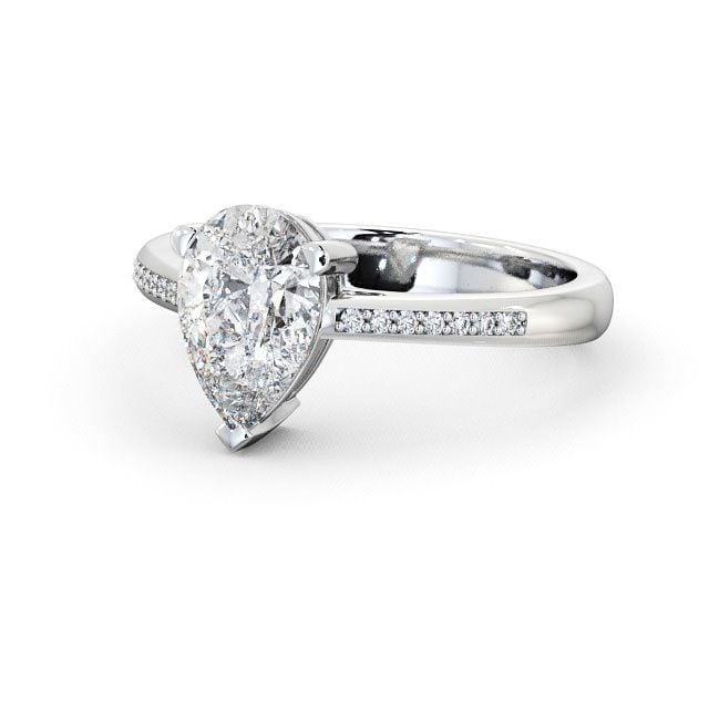 Pear Diamond Engagement Ring 9K White Gold Solitaire With Side Stones - Raleigh ENPE4S_WG_FLAT