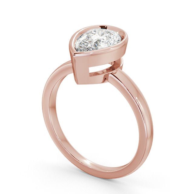 Pear Diamond Engagement Ring 18K Rose Gold Solitaire - Birley ENPE5_RG_SIDE
