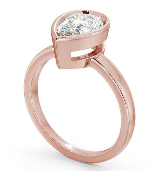 Pear Diamond High Set Bezel Engagement Ring 9K Rose Gold Solitaire ENPE5_RG_THUMB1