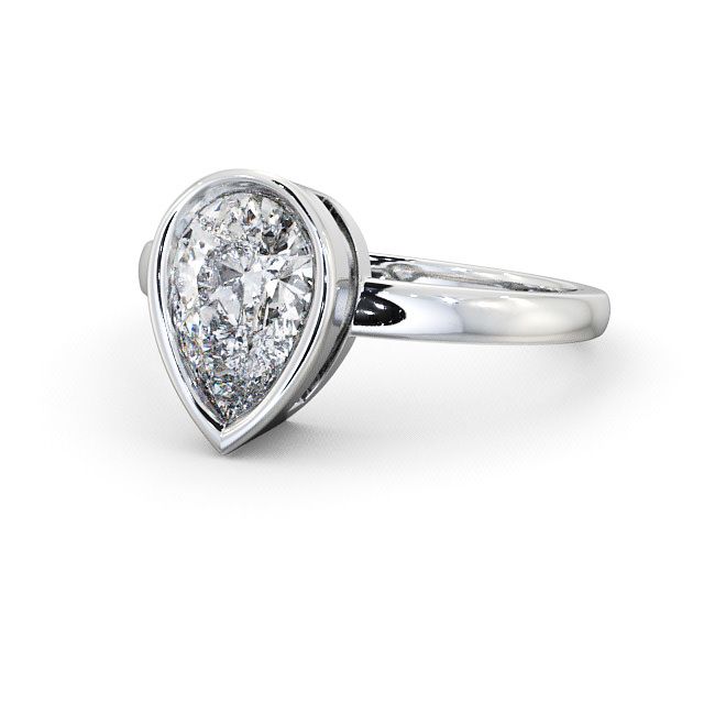Pear Diamond Engagement Ring 9K White Gold Solitaire - Birley ENPE5_WG_FLAT