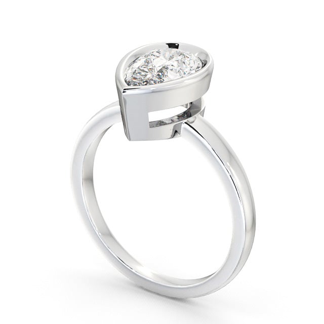 Pear Diamond Engagement Ring Palladium Solitaire - Birley ENPE5_WG_SIDE
