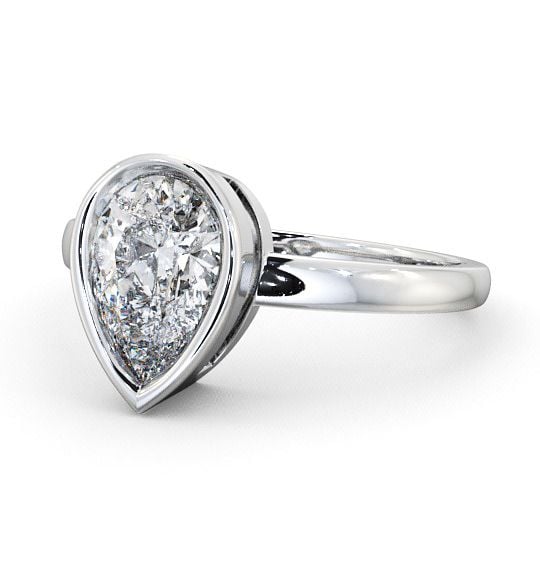 Pear Diamond High Set Bezel Engagement Ring 18K White Gold Solitaire ENPE5_WG_THUMB2 