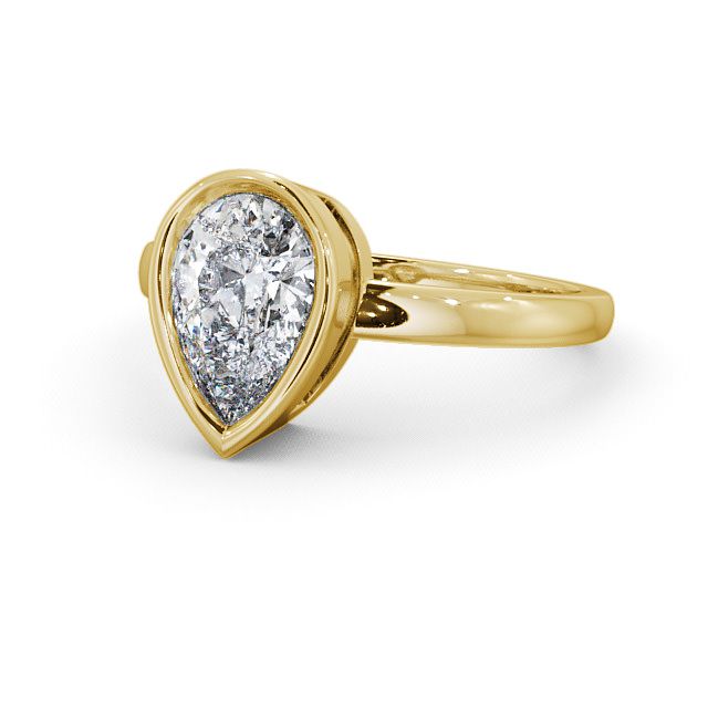 Pear Diamond Engagement Ring 18K Yellow Gold Solitaire - Birley ENPE5_YG_FLAT