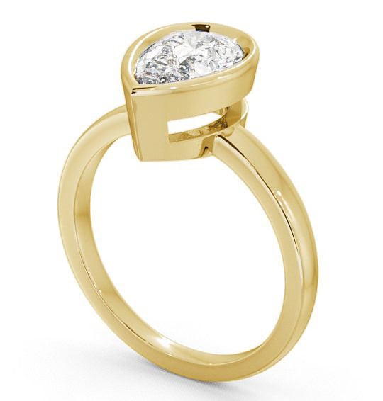 Pear Diamond High Set Bezel Engagement Ring 18K Yellow Gold Solitaire ENPE5_YG_THUMB1