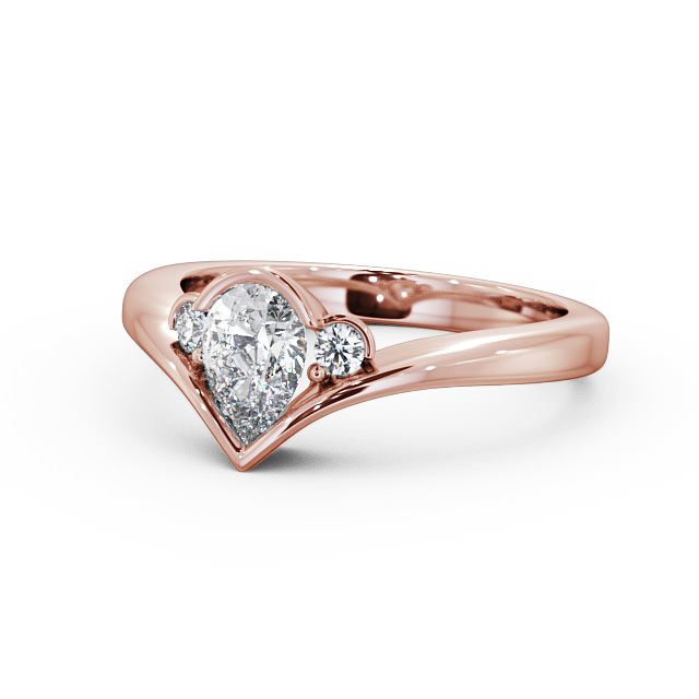 Pear Diamond Engagement Ring 18K Rose Gold Solitaire With Side Stones - Lorena ENPE6_RG_FLAT