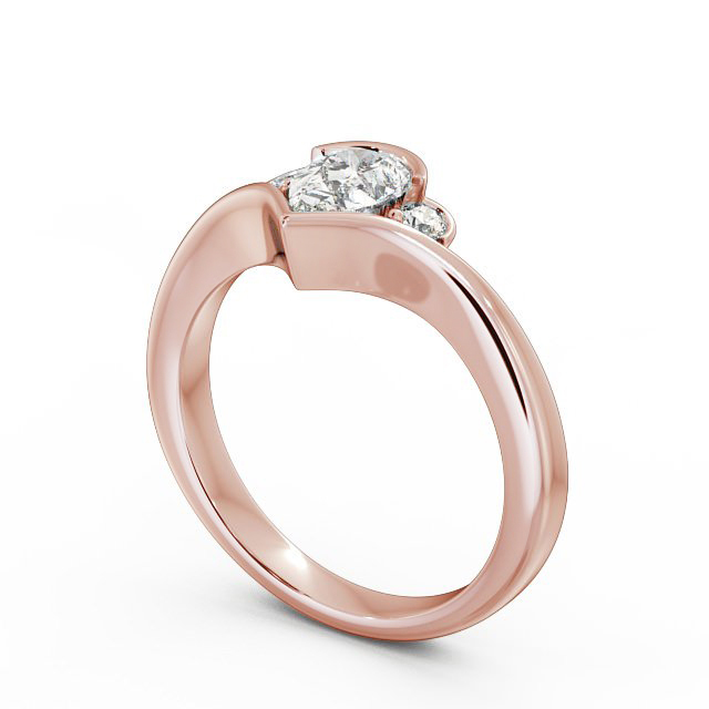 Pear Diamond Engagement Ring 18K Rose Gold Solitaire With Side Stones - Lorena ENPE6_RG_SIDE