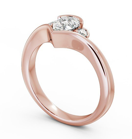 Pear Diamond V Shaped Band Engagement Ring 9K Rose Gold Solitaire with Channel Set Side Stones ENPE6_RG_THUMB1